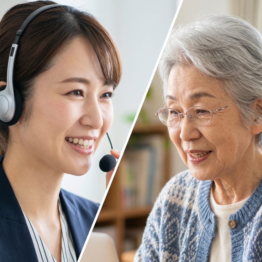 スタッフが電話でお客様の相談に笑顔で対応している様子
